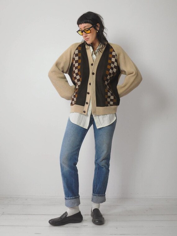 1960's Checkered Suede Cardigan - image 9