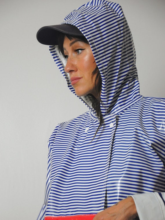 1980's Sailor Stripe Hooded Raincoat - image 9