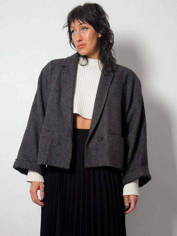 1980's Cropped Italian Wool Blazer - image 4