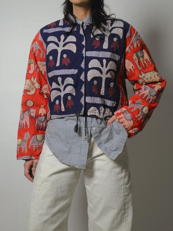 1980's Novelty India Patchwork Jacket - image 8