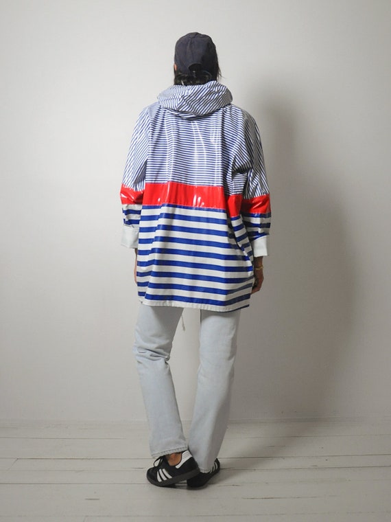 1980's Sailor Stripe Hooded Raincoat - image 4