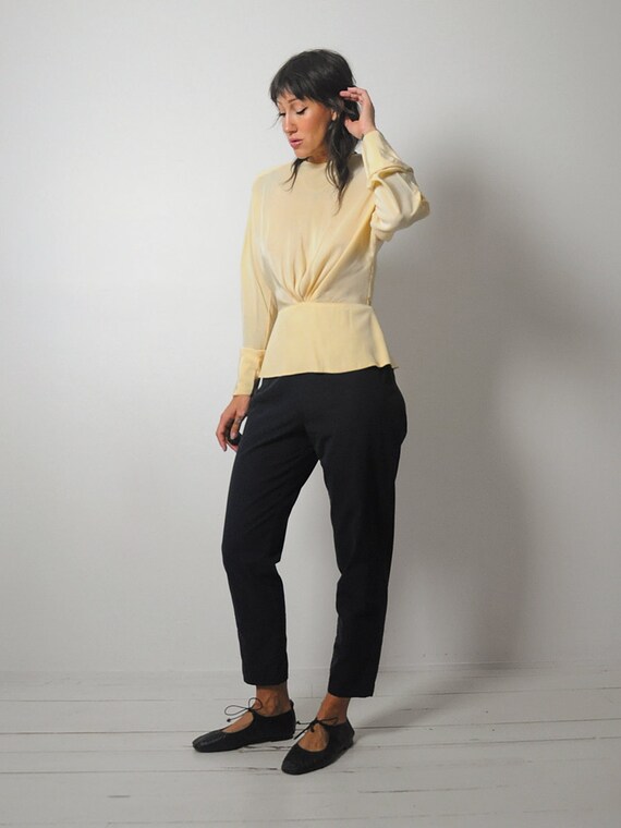 Buttercream Silk Peplum Blouse - image 8