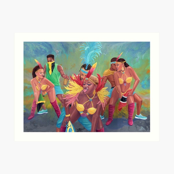 Road March Caribbean Carnival Celebration, Art Print on Paper