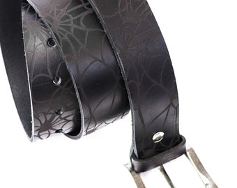 Gothic spiderweb belt real leather black - by beet & owl accessories (order)