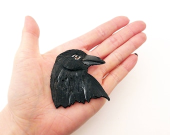 Raven head - brooch