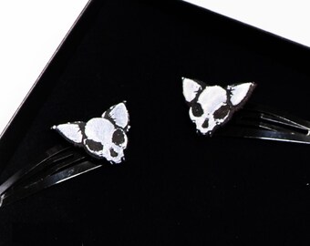 gothic cat skull - Hair clip