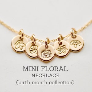 Tiny Birth Flower Necklace • 14k Gold Fill or Sterling Silver - Floral Charm Personalized Necklace - Gift for Mom - Gift for Her