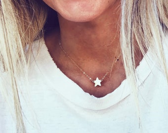 Dainty Gold Star Choker Necklace, Handmade 14K Gold Fill Star Charm Necklace