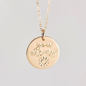 You are my sunshine necklace 14k gold Clearance