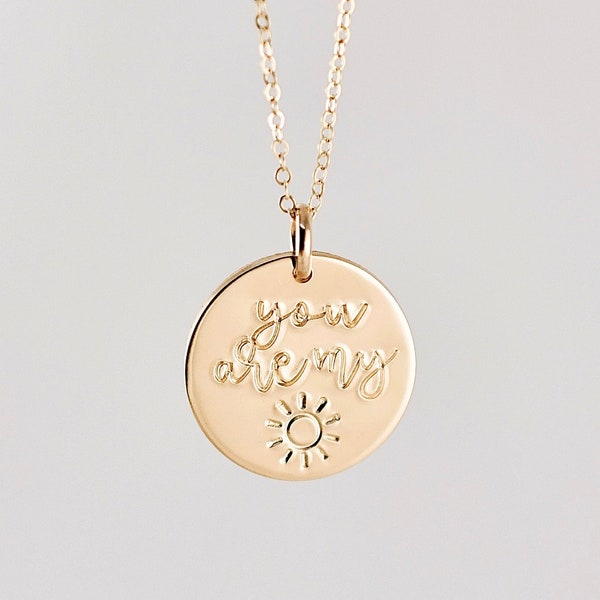 You are my sunshine necklace 14k gold Clearance