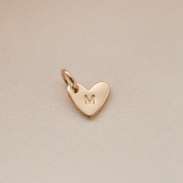 Tiny Initial Heart Charm • Add on Charm • Gold Filled