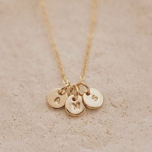 Tiny Letter Disc Necklace • Gold Filled or Sterling Silver - Initial Charm Necklace - Mothers Day Gift for Her - Bridesmaid