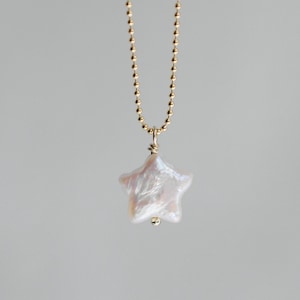 Pearl Star Necklace • 14K Gold Filled Necklace