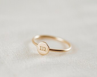 Custom Initial Gold Ring | 14K Gold Filled Stacking Ring