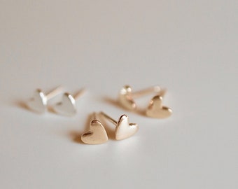 Dainty Gold Filled Heart Earrings • Gift for Her • Bridesmaids Gift