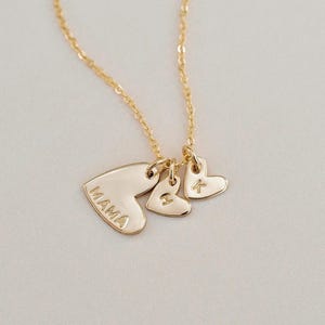 Heart Shaped Pendant Necklace • Gold Heart Mama Necklace • Gift for Her • Gift for Mom