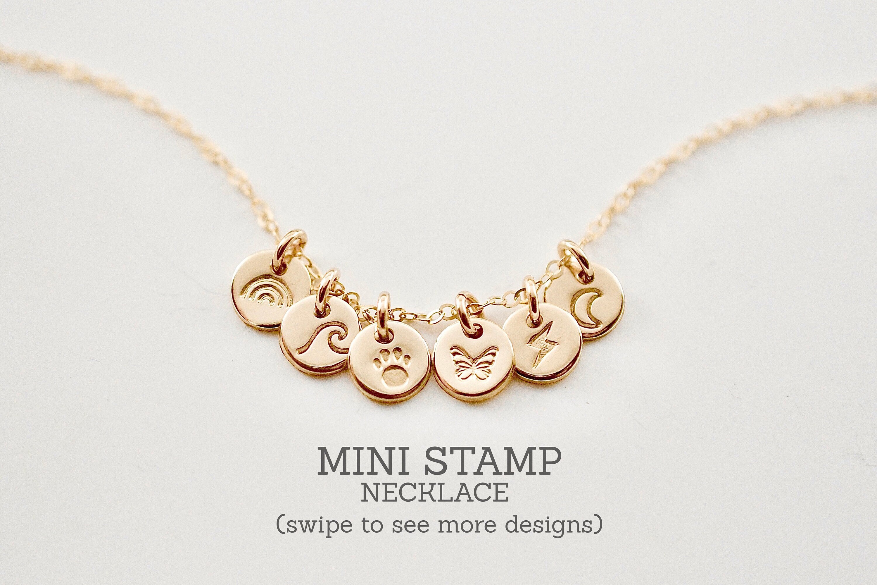 Tiny Disc Charm Necklace • Mini Symbol Pendant - Custom Jewelry - Mothers Day Gift for Her - Bridesmaid - New Mom - Birthday