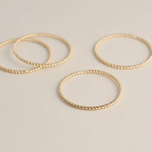 Twist Wire Stacking Ring • Gold Filled or Sterling Silver - Thin Delicate Stackable Ring