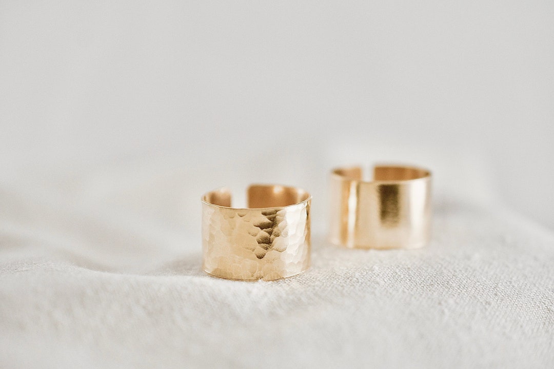 Gold Cuff Ring Hammered Cuff Ring Gold Fill, Sterling Silver Statement Ring Adjustable Cuff Ring