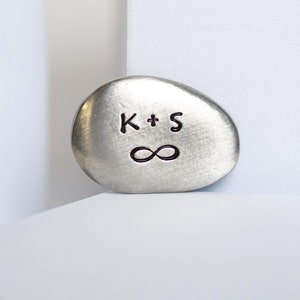 Personalized Pewter Pocket Stone, 1-inch Handstamped Custom Worry Stone, Inspirational Gift, Pocket Token for Reminders or Memorials