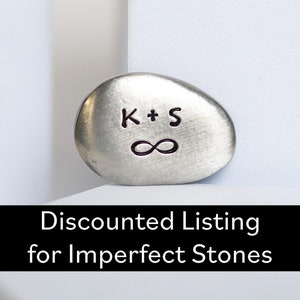 Personalized Pocket Stone DISCOUNTED FOR IMPERFECTIONS,  Handstamped Custom Worry Stone, Inspirational Gift, 1 Inch Pewter Pocket Token