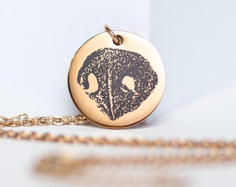 Your Pet's Actual Noseprint Pendant Necklace,  Stainless Steel Dog or Cat Memorial Jewelry, Personalized Sympathy Gift for Animal Lovers