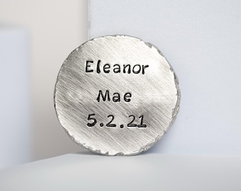 Personalized Hand Stamped Pewter Pocket Coin: Inspirational Worry Stone