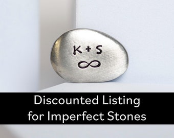 Personalized Pocket Stone DISCOUNTED FOR IMPERFECTIONS,  Handstamped Custom Worry Stone, Inspirational Gift, 1 Inch Pewter Pocket Token