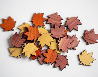 Wood Maple Leaf Table Scatter, Fall Leaves Décor for Autumn Weddings, Thanksgiving Dinner Decoration