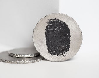 Personalized Fingerprint Pewter Pocket Coin: Memorial Token