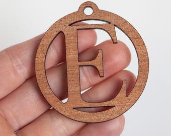 Wooden Initial Gift Tag, Reusable 2.25 Inch Letter Tag for Christmas or Birthday Gift Wrapping