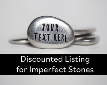 Personalized Pocket Stone DISCOUNTED FOR IMPERFECTIONS,  Handstamped Custom Worry Stone, Inspirational Gift, 1 Inch Pewter Pocket Token