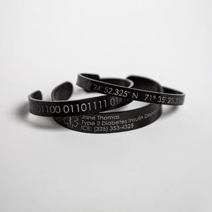 Custom Engraved Bracelet in Black Stainless Steel, Black Stainless Bracelet, Engraved Jewelry, Personalized Black Cuff Bracelet