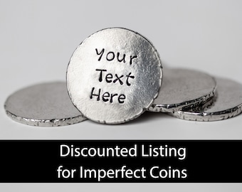 Personalized Pocket Coin DISCOUNTED FOR IMPERFECTIONS, Handstamped Pocket Coin, Custom Worry Stone, Pewter Pocket Token