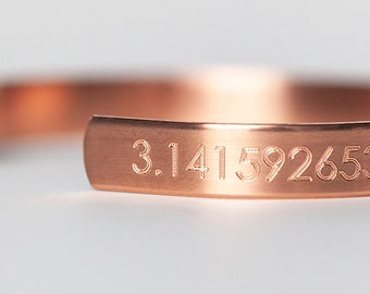 Engraved Pi Cuff Bracelet: Math & Science Jewelry Gift
