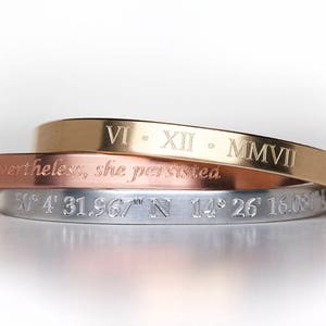 Personalized Engraved Cuff Bracelet in Copper, Aluminum, Brass, or Stainless Steel, Personalized Jewelry, Engraved Bracelet image 1