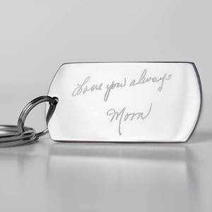 Stainless Steel Handwriting Keychain, Memorial Keychain, Engraved Signature Keyring, Personalized  Keychain, Memorial Keyring