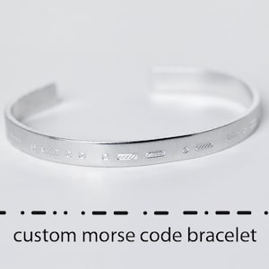 Custom Engraved Morse Code Bracelet, Morse Code Jewelry in Copper Brass Stainless, Math and Science Gift, Secret Message Jewelry