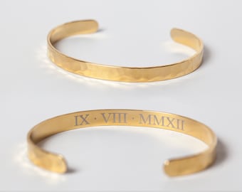 Hammered Stainless Steel Bracelet: Personalized Hidden Message, Gold or Rose Gold