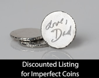 Personalized Handwriting Pocket Coin DISCOUNTED FOR IMPERFECTIONS, Custom Worry Stone, Handwriting Gift, Custom Handwriting