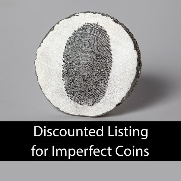 Personalized Fingerprint Pocket Coin, DISCOUNTED FOR IMPERFECTIONS, Personalized Gift, Fingerprint Gift, Memorial Coin, Custom Fingerprint