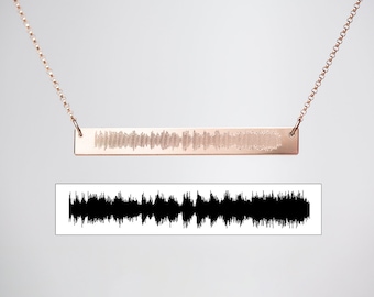 Custom Sound Wave Bar Necklace in Gold Rose Gold or Sterling, Sound Wave Jewelry, Baby's Heartbeat Necklace, Sound Wave Necklace