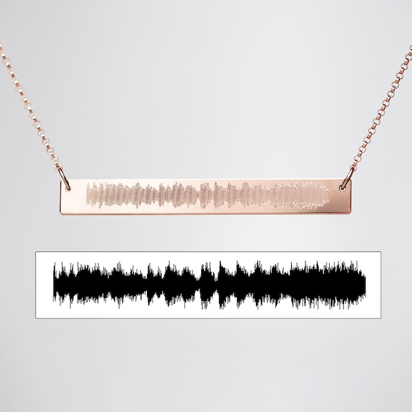 Custom Sound Wave Bar Necklace in Gold Rose Gold or Sterling, Sound Wave Jewelry, Baby's Heartbeat Necklace, Sound Wave Necklace