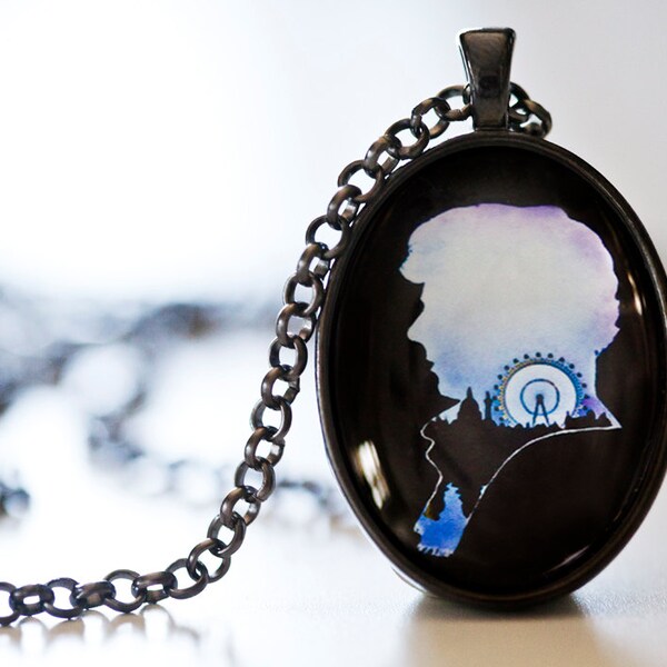 Sherlock Inspired Pendant Necklace - Sherlock Holmes Silhouette - London - Sherlock Jewelry