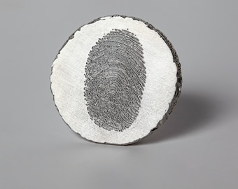 Personalized Fingerprint Pocket Coin, Custom Pewter Worry Stone, Thumbprint Memorial Gift
