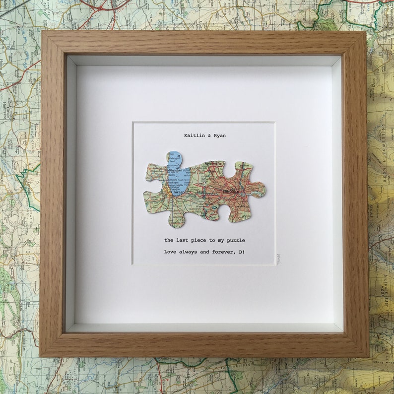 Jigsaw puzzle custom map art WOOD EFFECT frame LDR gift image 0