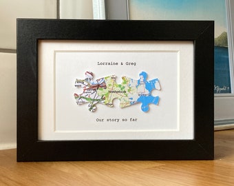 Personalized Family Map Jigsaw Puzzle Art: Long Distance Gift