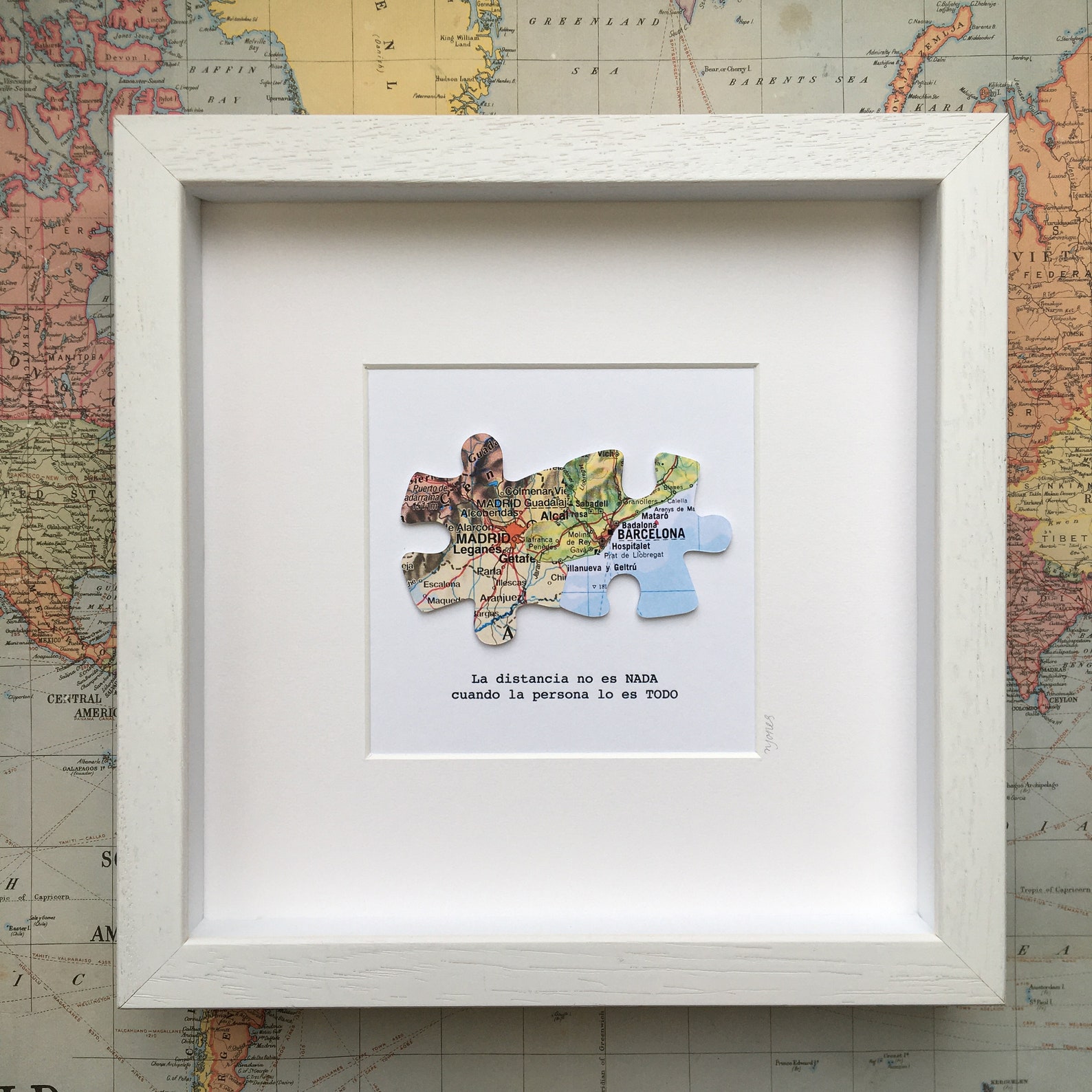 Two map jigsaw puzzle custom map art LDR gift long Etsy