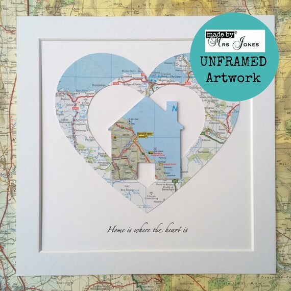 New Home Gift Home Is Where The Heart Is Art Family Gift Etsy