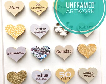 Personalized 50th Anniversary Paper Heart Art – Golden Wedding Gift (Unframed)